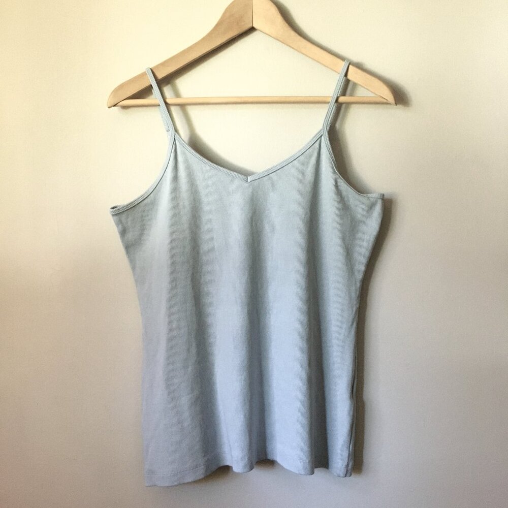 Ricki's Ice Blue Ribbed V-Neck Cotton Camisole Adjustable Straps